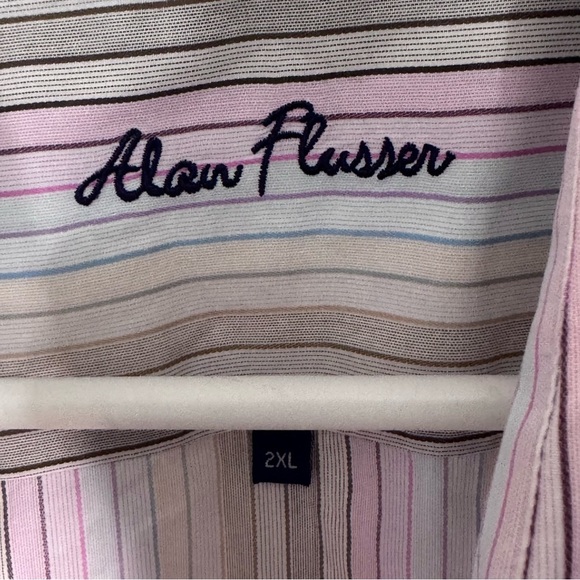 Alan Flusser Pink and White Casual Button Down Shirt - Picture 3 of 3